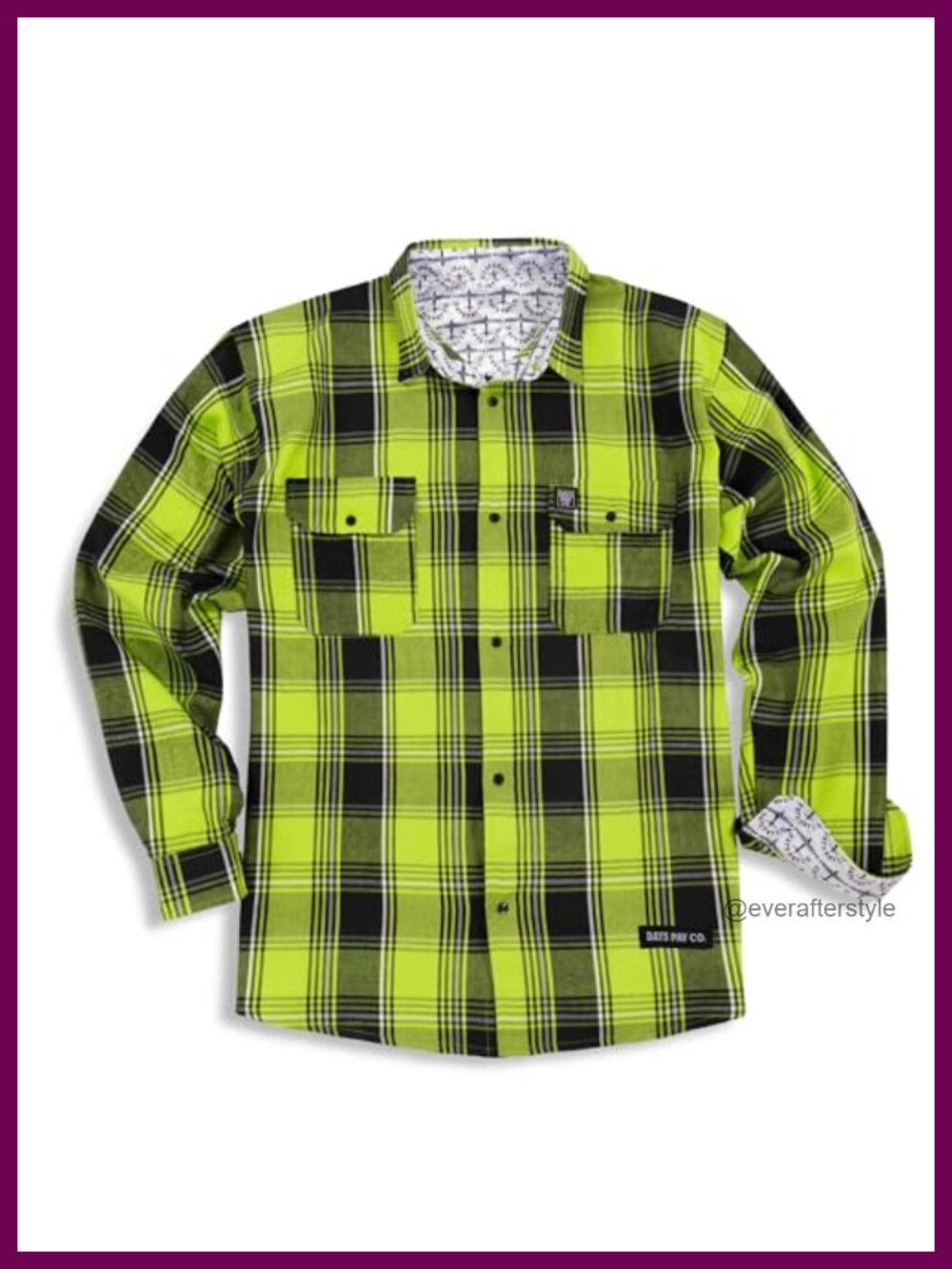 Hi-Vis Flannel Work Shirt Heavyweight Plaid Button-Up Long Sleeve Construction